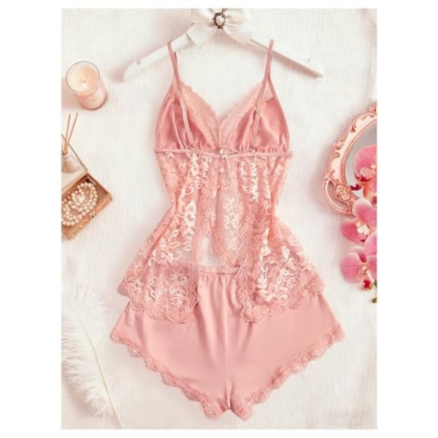 OYOANGLE Women's 2 Pcs Pajama  - Cami Top Lace のレビューと価格