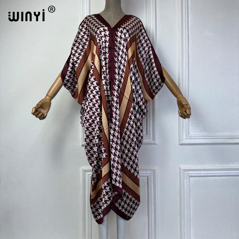 WINYI Summer african V-neck dr - Robe Silk Women のレビューと価格