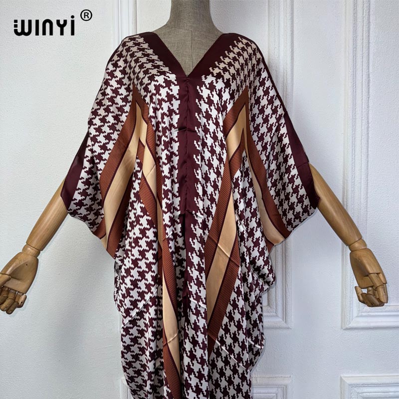 WINYI Summer african V-neck dr - Robe Silk Women のレビューと価格