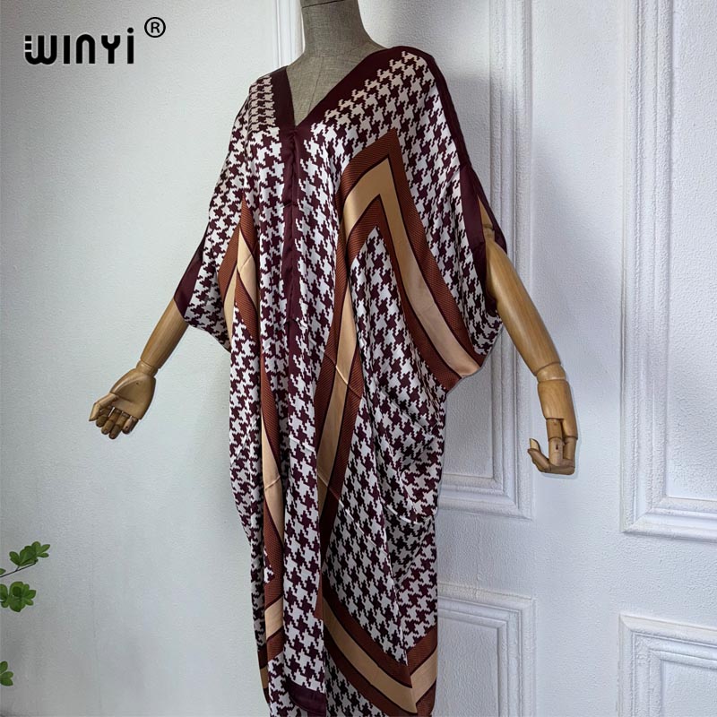 WINYI Summer african V-neck dr - Robe Silk Women のレビューと価格