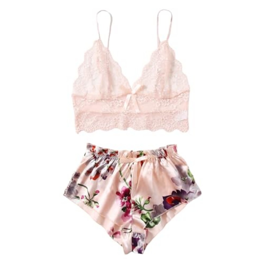 Women's 2 Pcs Lingerie Floral  - Cami Top Lace のレビューと価格