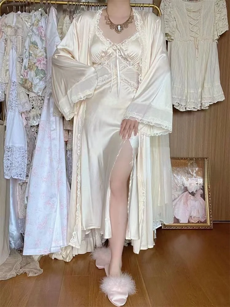 Silk Robe Gown Sets Women Gent - Robe Silk Women のレビューと価格