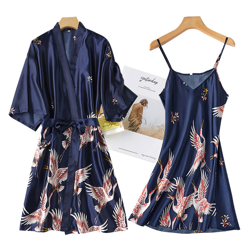 Burgundy Women 2PCS Faux Silk  - Robe Silk Women のレビューと価格
